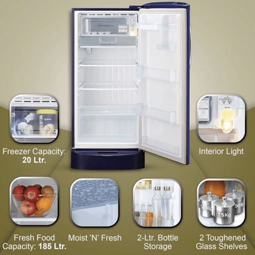 LG 205 L 5 Star Inverter Direct-Cool Single Door Refrigerator (GL-D221ABCU, Blue Charm, Base stand with drawer) - Image 3
